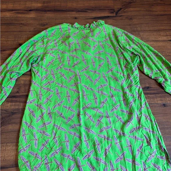 Haley And The Hound Tunic Shirt Blouse Green Pink Dragonfly Women’s Large - Picture 7 of 7